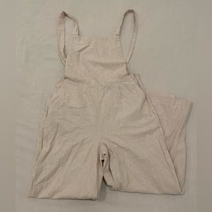 Oak + Fort Light Beige Stripped Jumpsuit